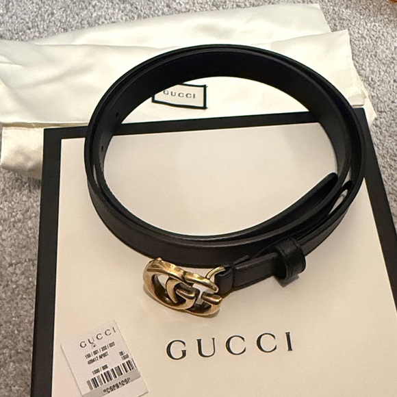 Gucci Black Belt with Gold GG Buckle